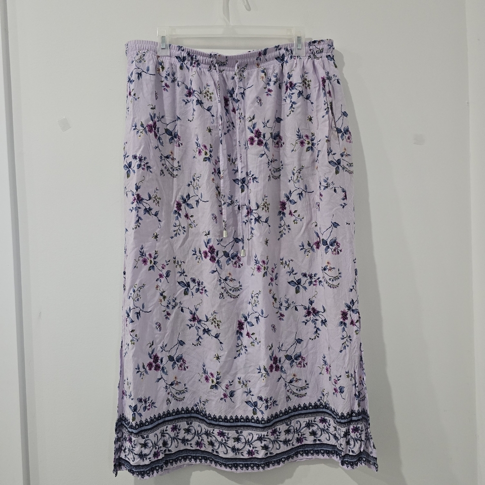 A New Look Company Purple Floral Flowy Y2K Skirt - Size 1X